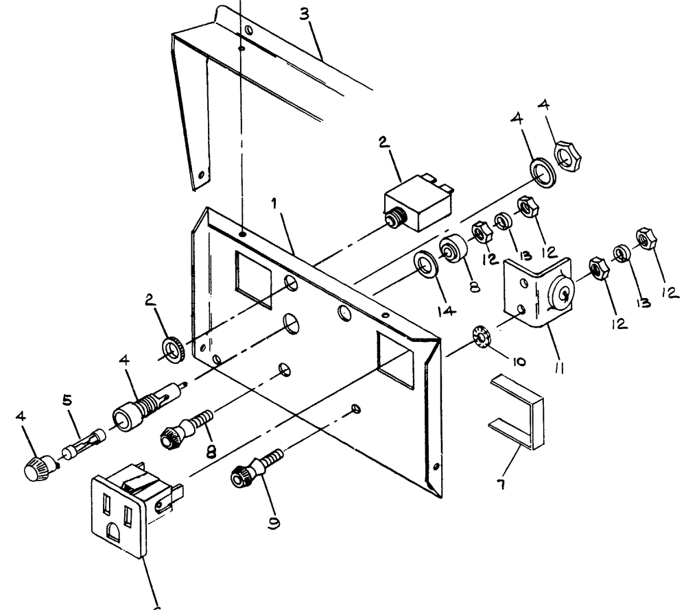 Control Panel No. 61795 Diagram and Parts List for 8750-2-H2450  Briggs and Stratton Generator